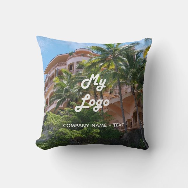 Business logo photo hotel rental property vacation cushion (Front)