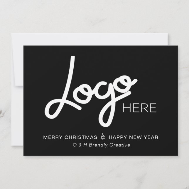 Business Logo/Photo Modern Christmas Holiday Card (Front)