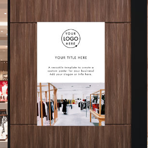 Business Logo   Photo Modern Minimalist White Poster