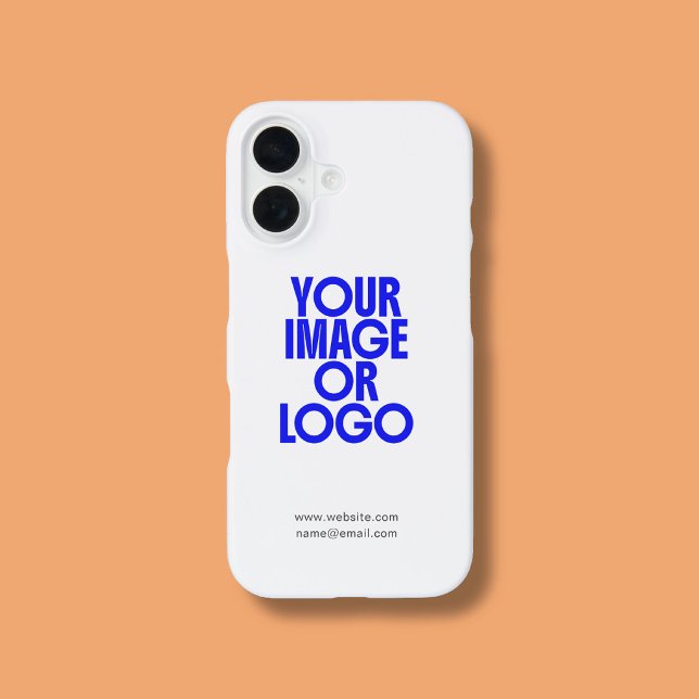 Business Logo Photo Modern White iPhone Case (Creator Uploaded)
