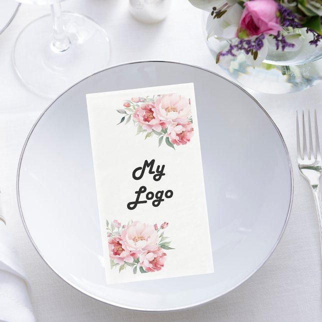 Business logo pink florals brand colour napkin (Creator Uploaded)