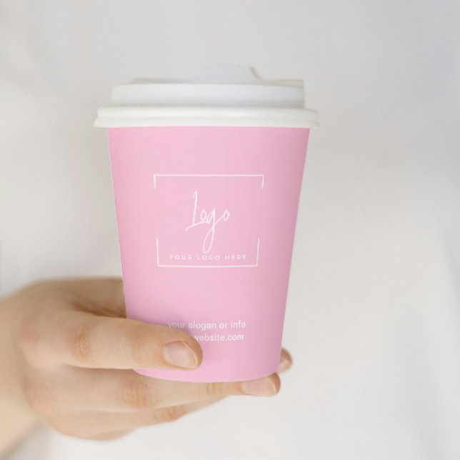 Business Logo Pink Minimal Business Corporate Paper Cups (Creator Uploaded)