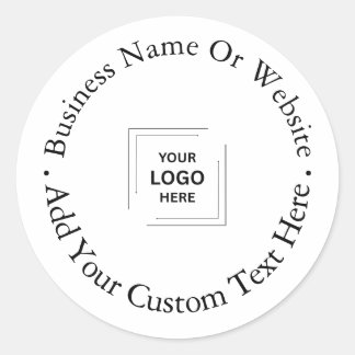 Business Logo | Professional Modern Minimal White  Classic Round Sticker