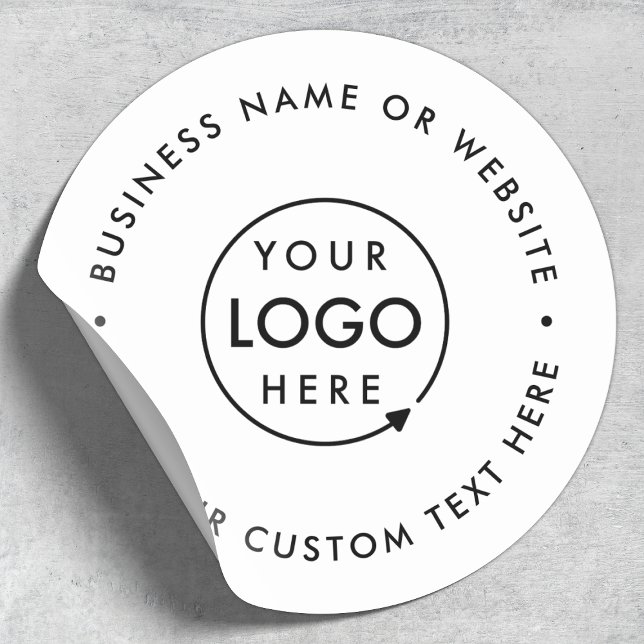 Business Logo Professional Modern Minimal White Classic Round Sticker (Creator Uploaded)
