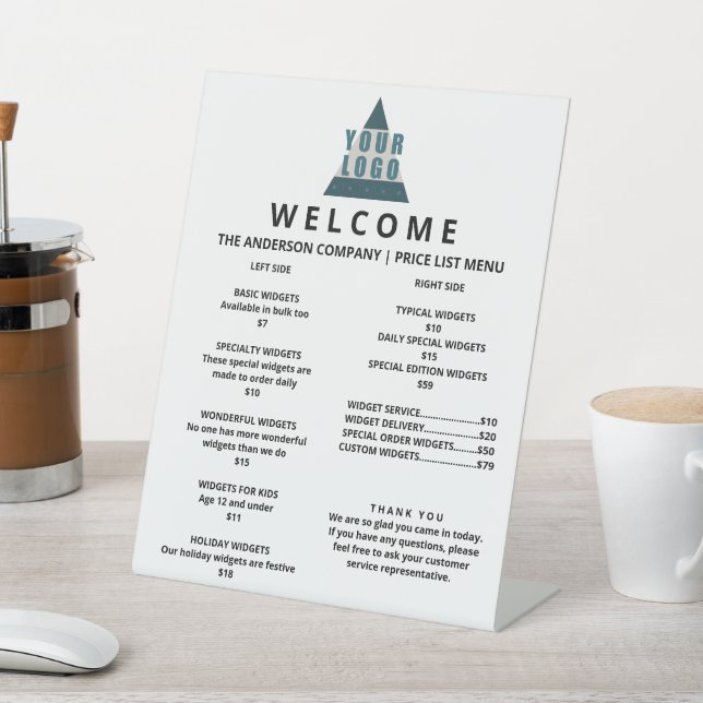 Business Logo Promo Price List 2 Column Large Pedestal Sign (In SItu)