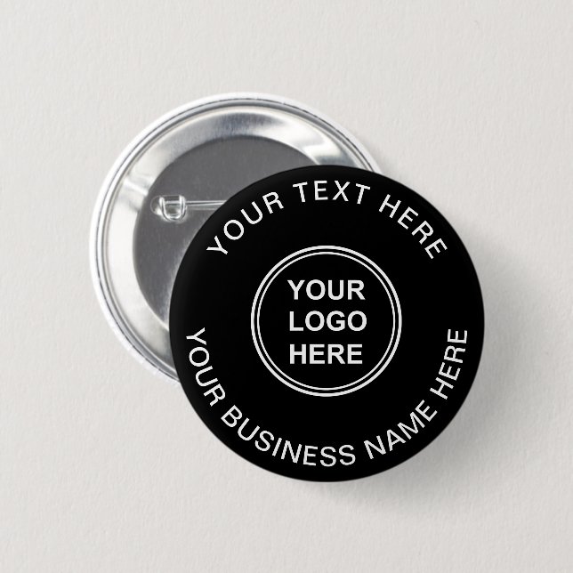 Business Logo Promotional Black 6 Cm Round Badge (Front & Back)