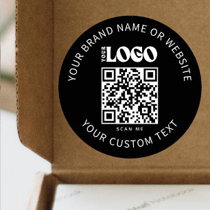 Business Logo Promotional Company Black QR Code Classic Round Sticker
