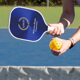 Business Logo Promotional Company Blue Pickleball Paddle
