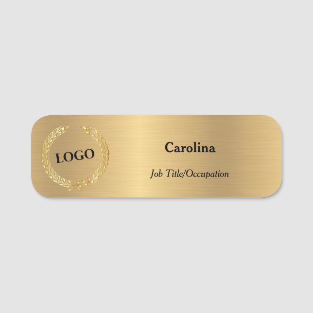 Business Logo Promotional Company Gold Name Tag (Front)