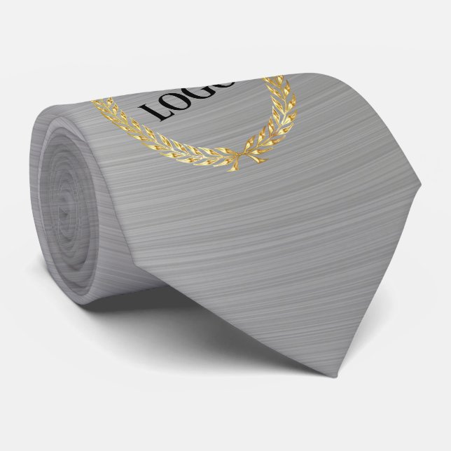 Business Logo Promotional Company Silver Tie (Rolled)