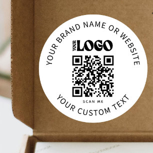 Business Logo Promotional Company White QR Code Classic Round Sticker