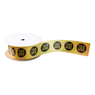 Business Logo Promotional Custom Gold Satin Ribbon