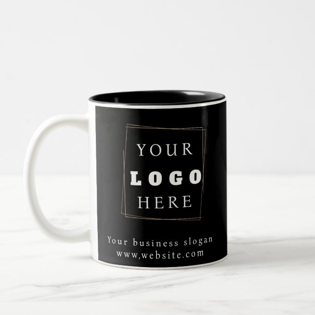 Business Logo Promotional Gold Two-Tone Coffee Mug (Left)