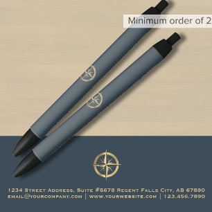 Business Logo Promotional Grey Black Ink Pen