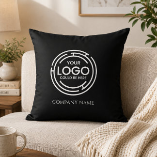Business Logo promotional Marketing Black White Cushion