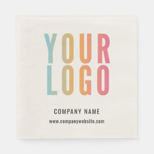 Business Logo Promotional Modern Company Ecru Napkin