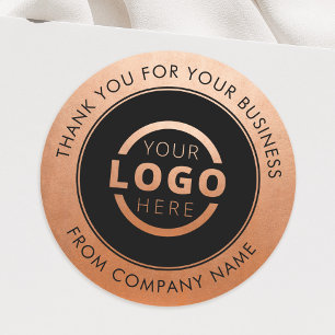 Business Logo Promotional Thank You Copper Classic Round Sticker