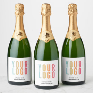 Business Logo Promotional White  Sparkling Wine Label