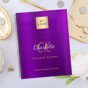 Business logo purple gold monogram glamourous 2025 planner