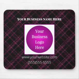 Business Logo   Purple Plaid Personalised Mousepad