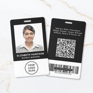Business Logo QR Code Barcode Employee Photo ID Badge