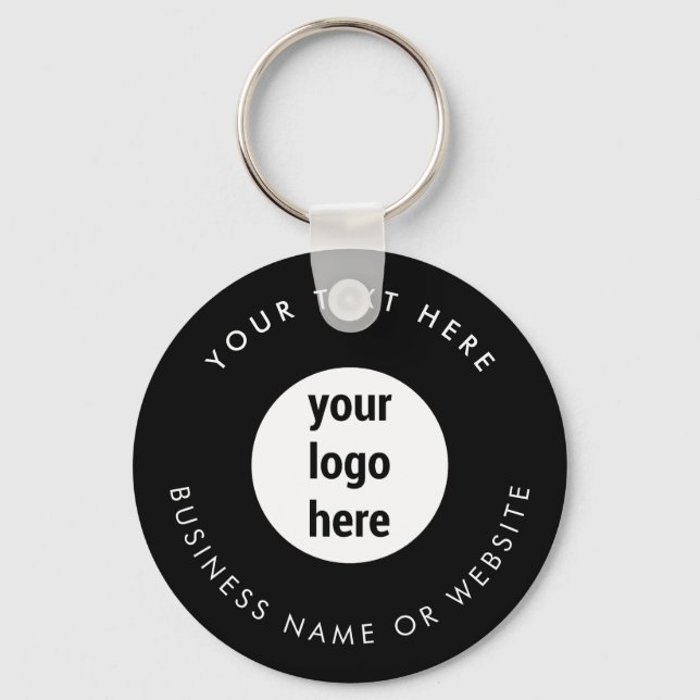 Business Logo QR Code Black Minimalist Business  Key Ring (Front)