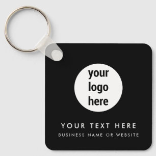 Business Logo QR Code Black Minimalist Business Key Ring