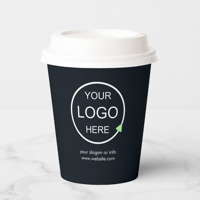 Business Logo | QR Code Black Modern Professional Paper Cups (Front)