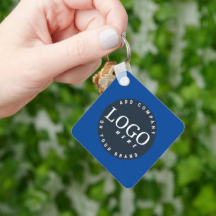 Business Logo QR Code Company Employees Blue Key Ring