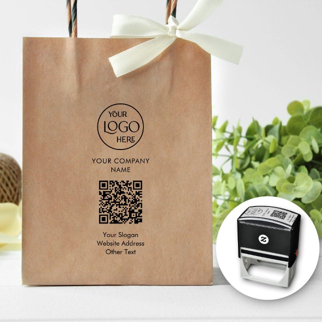 Business Logo QR Code Company Promotional Modern Self-inking Stamp (Creator Uploaded)