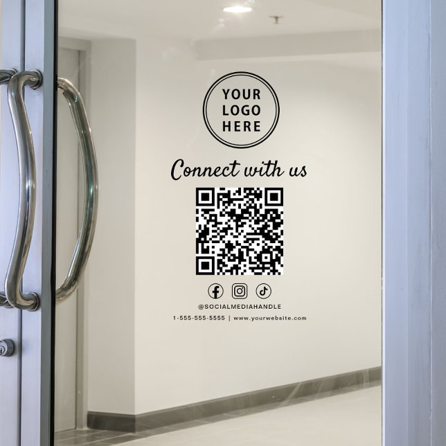 Business Logo QR Code Connect With Us (Business Logo QR Code Connect With Us Window Cling)