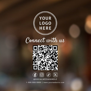 Business Logo QR Code Connect With Us White