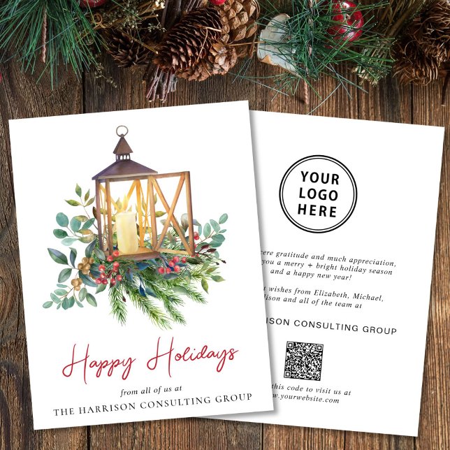 Business Logo QR Code Corporate Christmas Holiday Card (Spread the joy of the season and strengthen business relationships with our elegant holiday card)