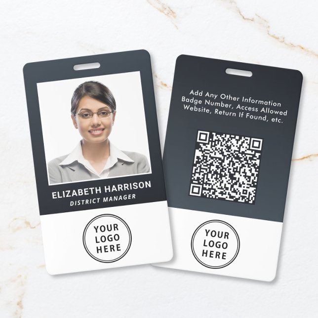 Business Logo QR Code Employee Photo ID Badge (Business Logo QR Code Employee Photo ID Badge)