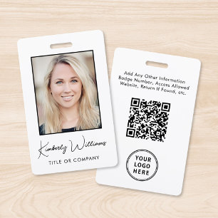 Business Logo QR Code Employee Photo ID Badge