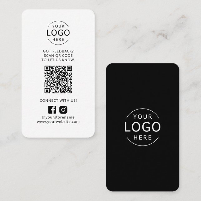 Business Logo QR Code Feedback Social Media Business Card (Front/Back)