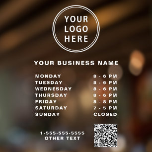 Business Logo QR Code Hours White