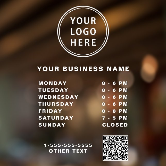 Business Logo QR Code Hours White (Creator Uploaded)