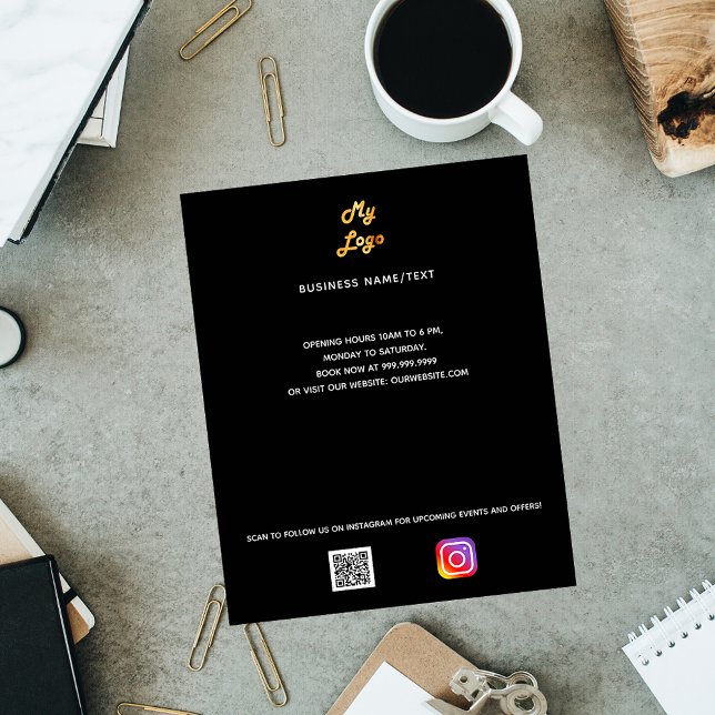 Business logo qr code instagram black  flyer (Creator Uploaded)
