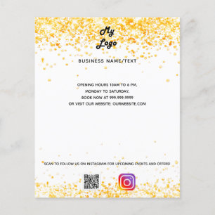 Business logo qr code instagram text white gold flyer
