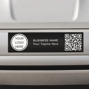 Business Logo & QR Code l Black & White Branding Bumper Sticker