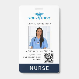 Business Logo QR Code Nurse Photo ID Badge