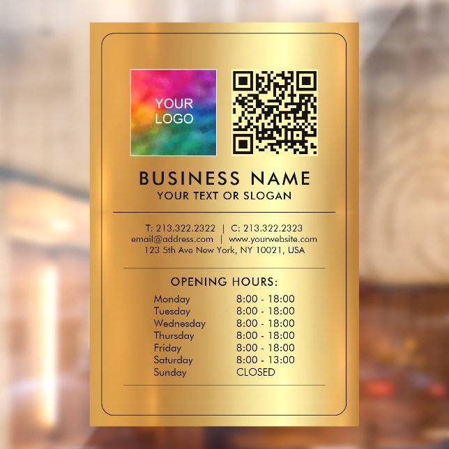 Business Logo QR Code Opening Hours Faux Gold (Sheet 2)