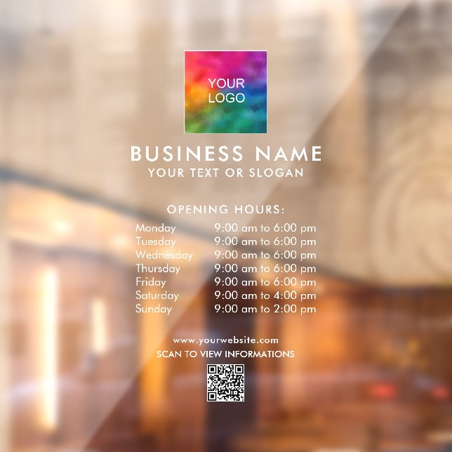 Business Logo QR Code Opening Hours Template (Sheet 2)