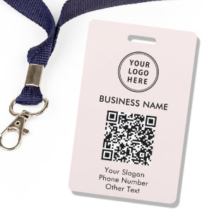 Business Logo QR Code Pink ID Badge