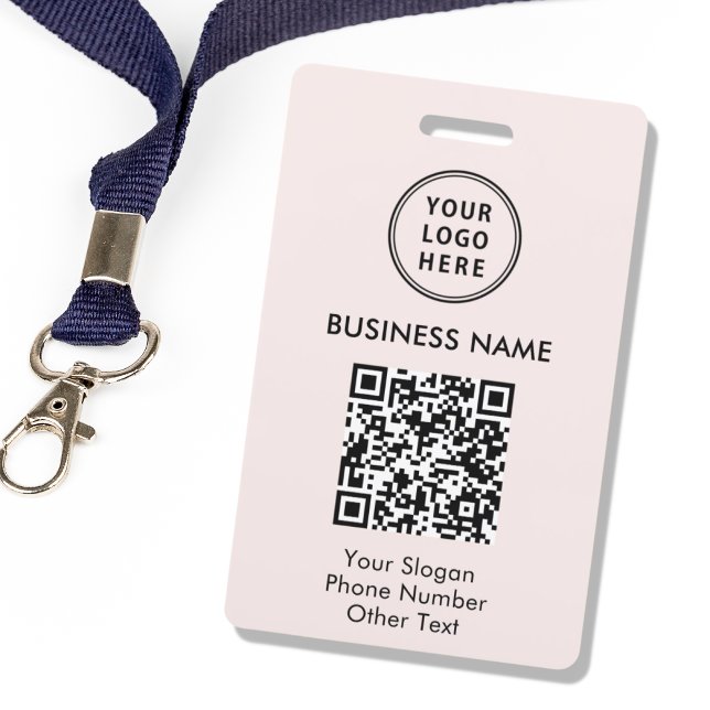 Business Logo QR Code Pink ID Badge (Creator Uploaded)