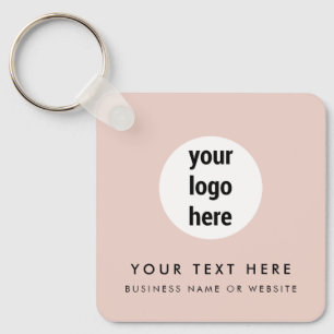 Business Logo QR Code Pink Minimalist Business  Key Ring