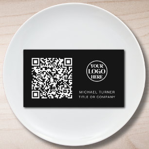 Business Logo QR Code Professional Modern Black Card