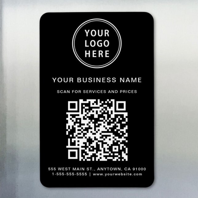 Business Logo QR Code Promotional Black Magnet (Creator Uploaded)