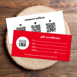 Business Logo QR Code Red Gift Certificate